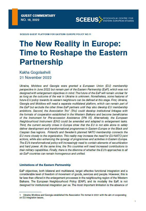 The New Reality in Europe Time to Reshape the Eastern Partnership