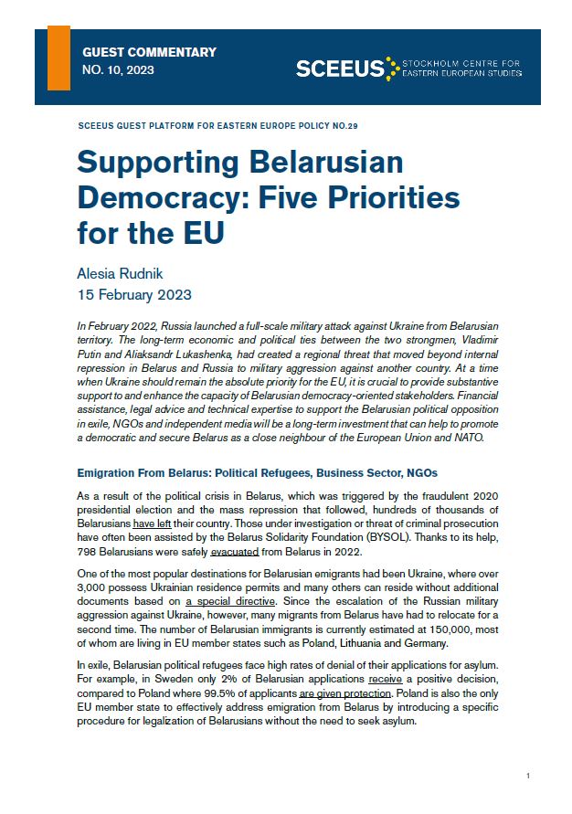 Supporting Belarusian Democracy Five Priorities for the EU